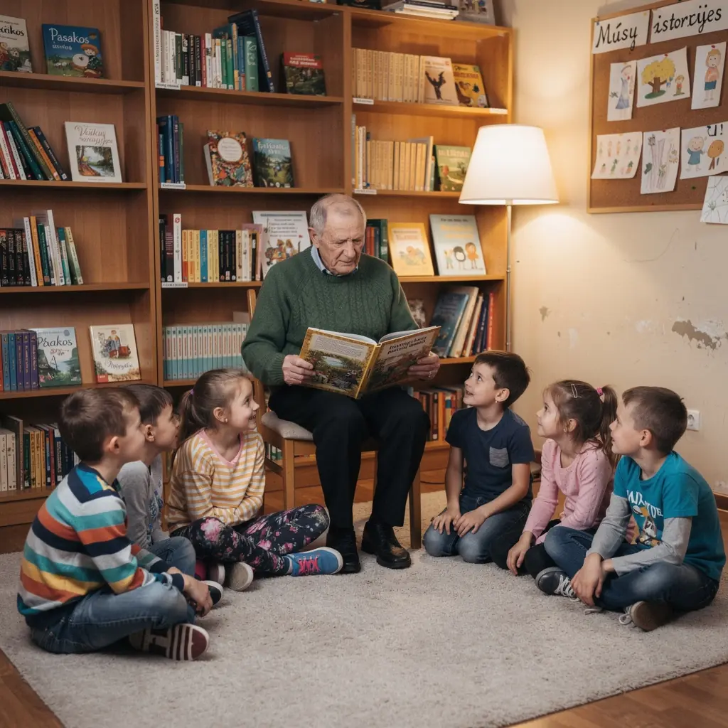 Vaikas žaidžia lauke, mėgaudamasis saule ir gamta.